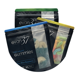 Evan37 CBD Gummies | Sour Blue Raspberry | Sour Neon Worms | 25mg CBD | Anti-Inflammatory | Pain Relief | Relaxation | Delicious Taste 