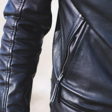 Load image into Gallery viewer, Genuine Lambskin Leather Moto Jacket - evan37
