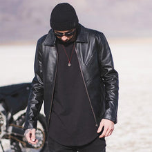 Load image into Gallery viewer, Genuine Lambskin Leather Straight Jacket - evan37
