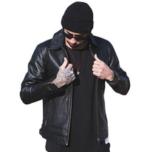 Load image into Gallery viewer, Genuine Lambskin Leather Straight Jacket - evan37
